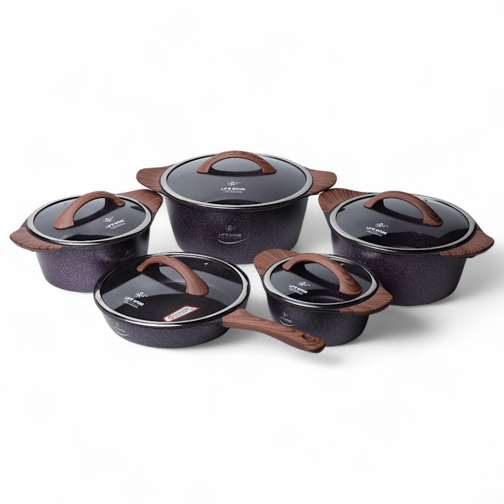 Набор казан индукционный гранитовый LifeP5-10 Фиолетовый