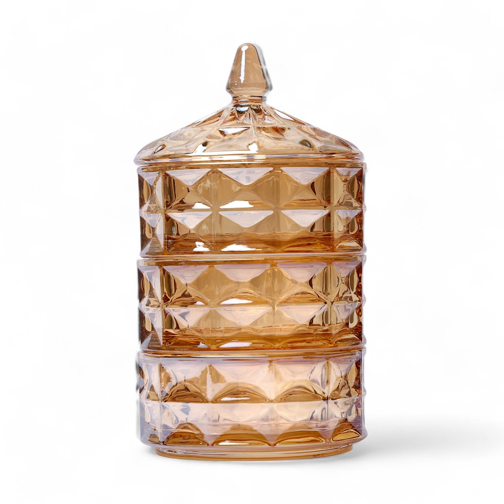 Сахарница трехэтажная стеклянная TB040 DB-104-30