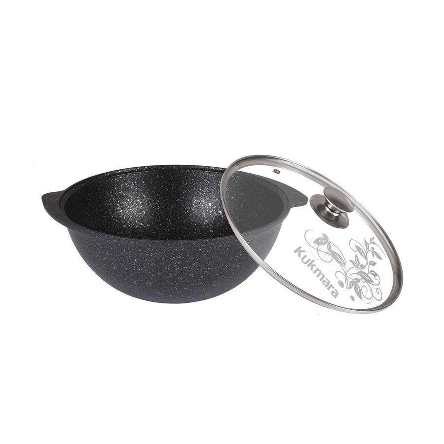 Казан для плова 3,5л со стеклянной крышкой, АП (темный мрамор) кмт37а