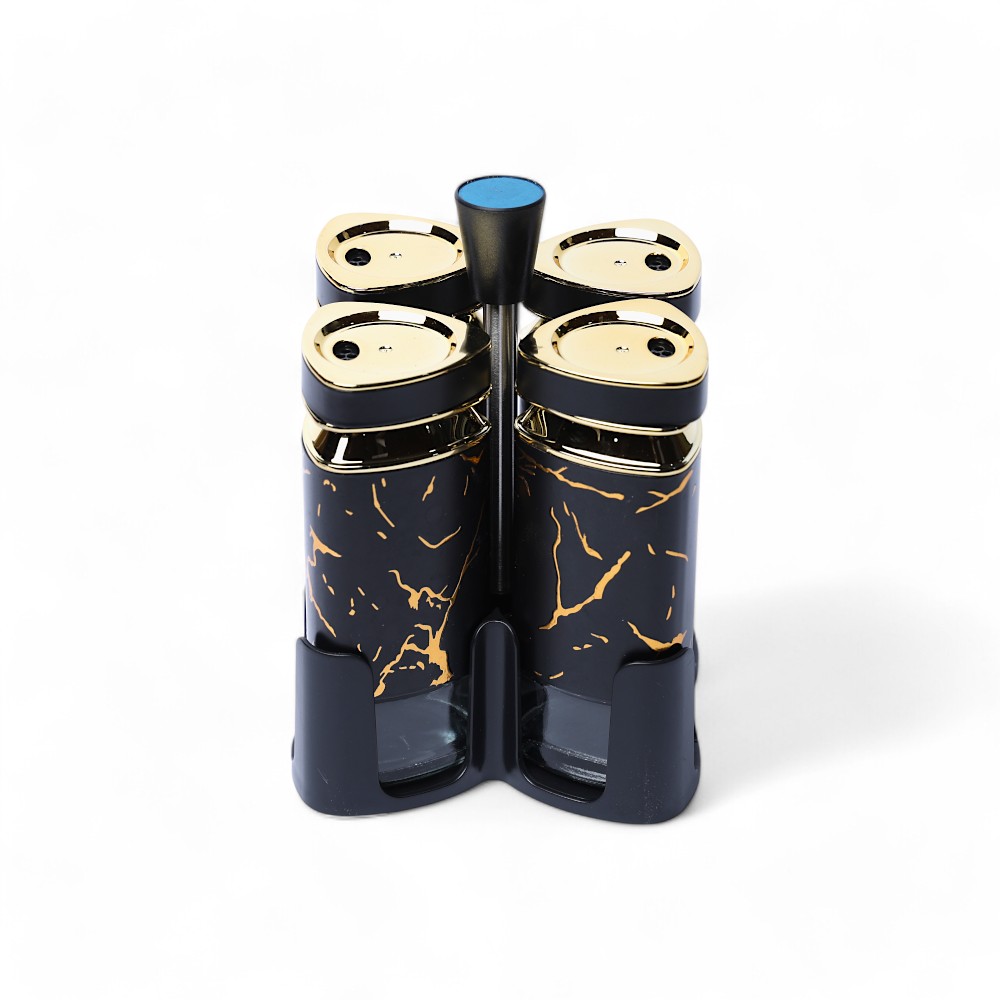 Набор банок стеклянный 4 pcs L1008DFJ Мраморный DB-95-11 Черный