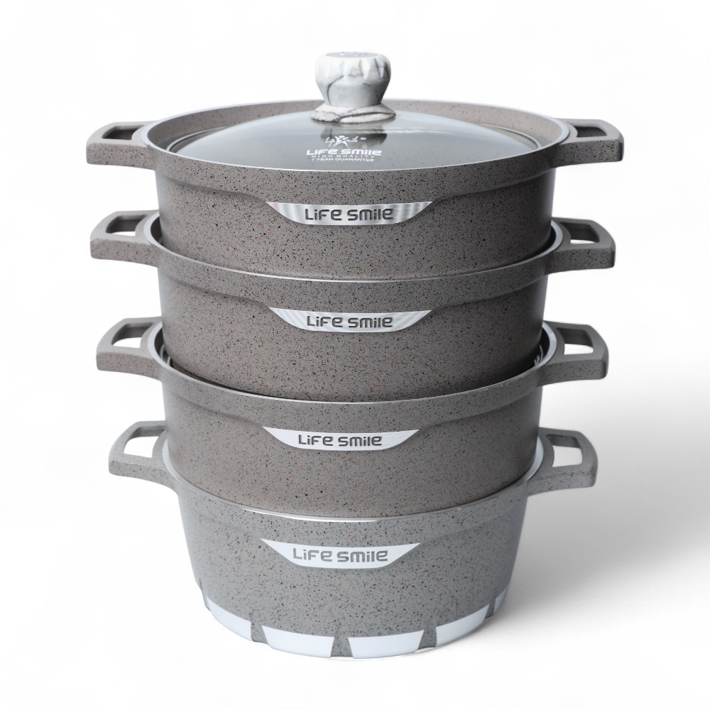 Мантоварка 28 см Life Smile Серый FLSM 3LIST 28-GREY NEW