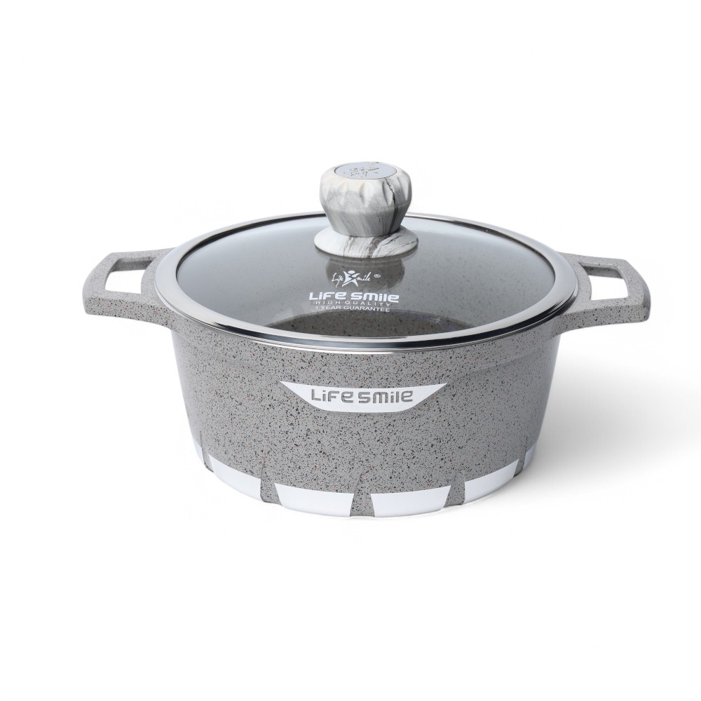 Кастрюля 6,9 л с гранитовый покритией A светло-серый LIFEP2N-28