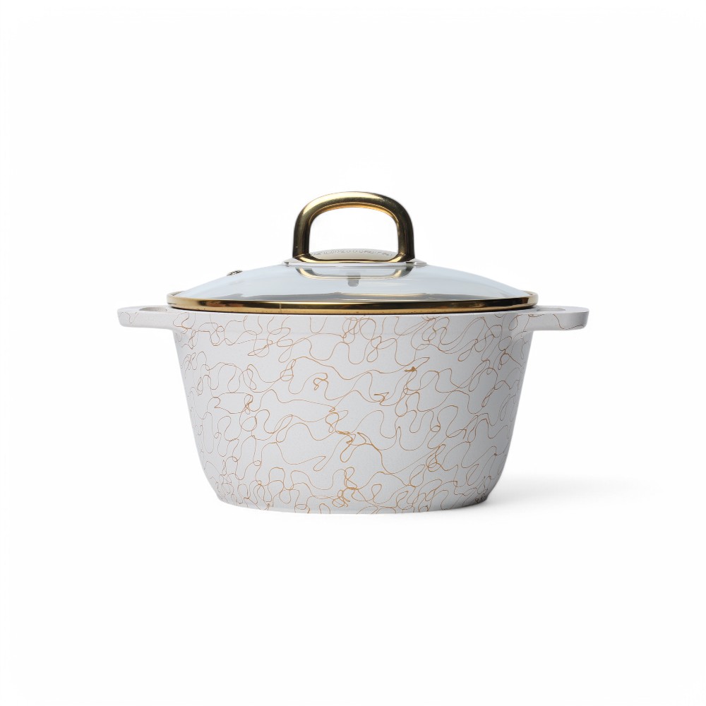 Кастрюля 2,5л со стеклянной крышкой, АП линия "Грация"(белый/золото) кбз25а