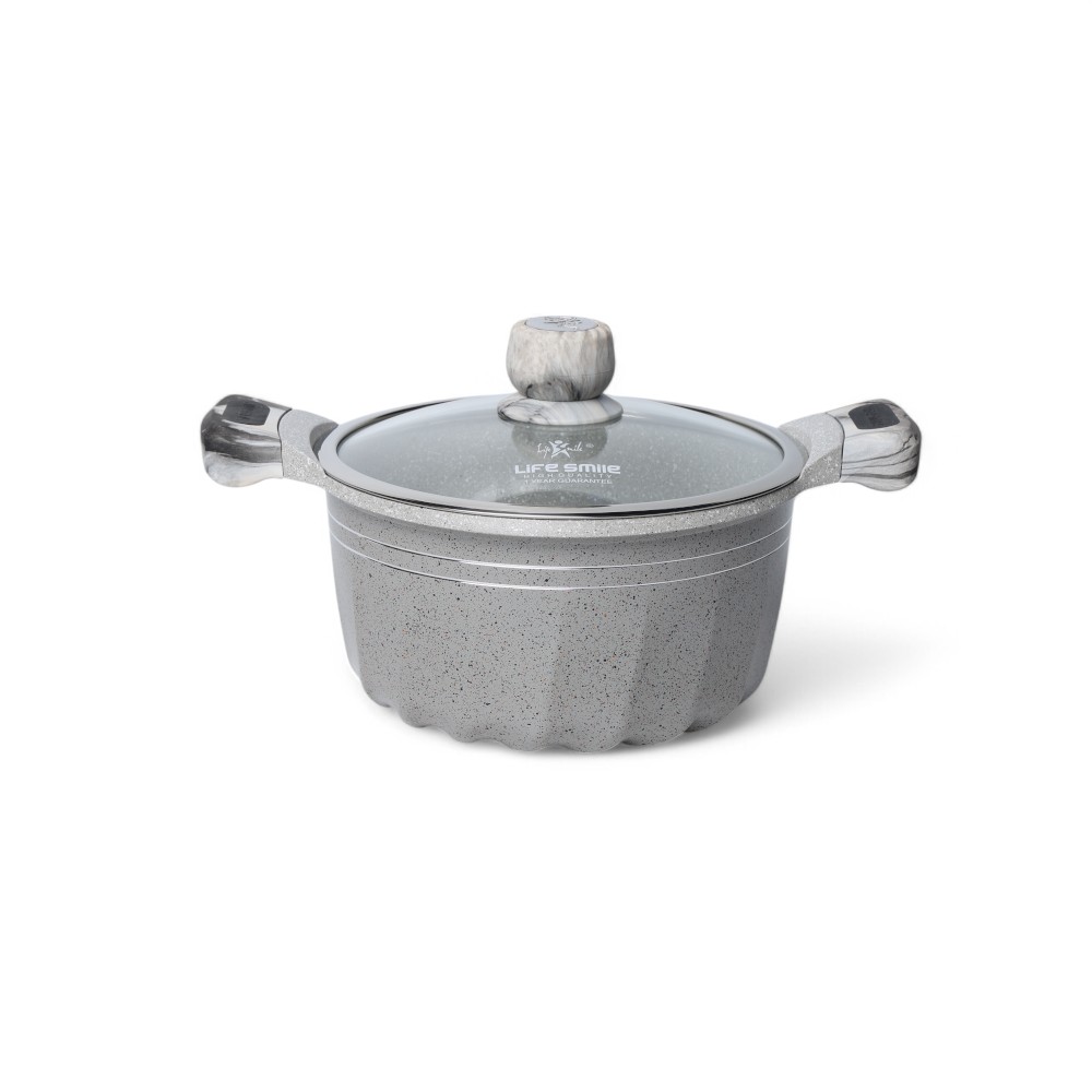 Кастрюля 9,5 л с гранитовый покритией A светло-серый LIFEP2N-32