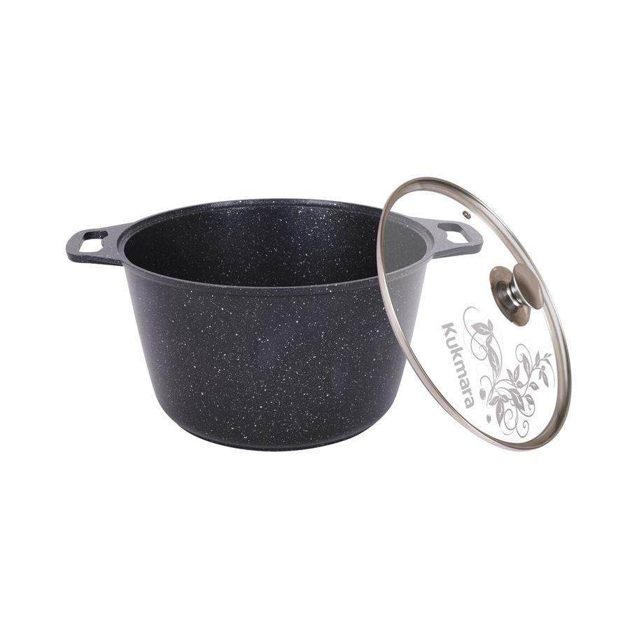 Кастрюля 8л со стек.крышкой АП (темный мрамор) с каробок кмт82-1а