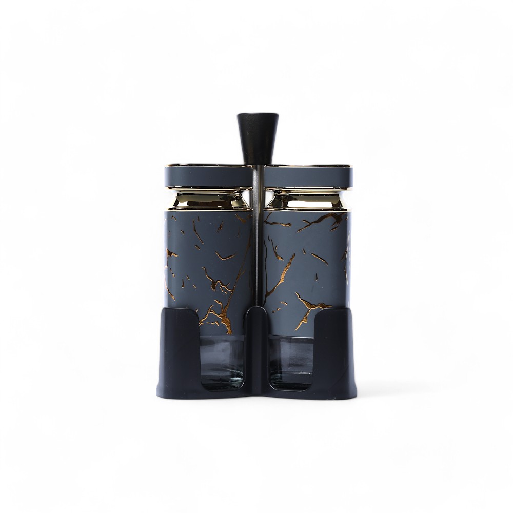 Набор банок стеклянный 4 pcs L1008DBJ Мраморный DB-95-11 Серый