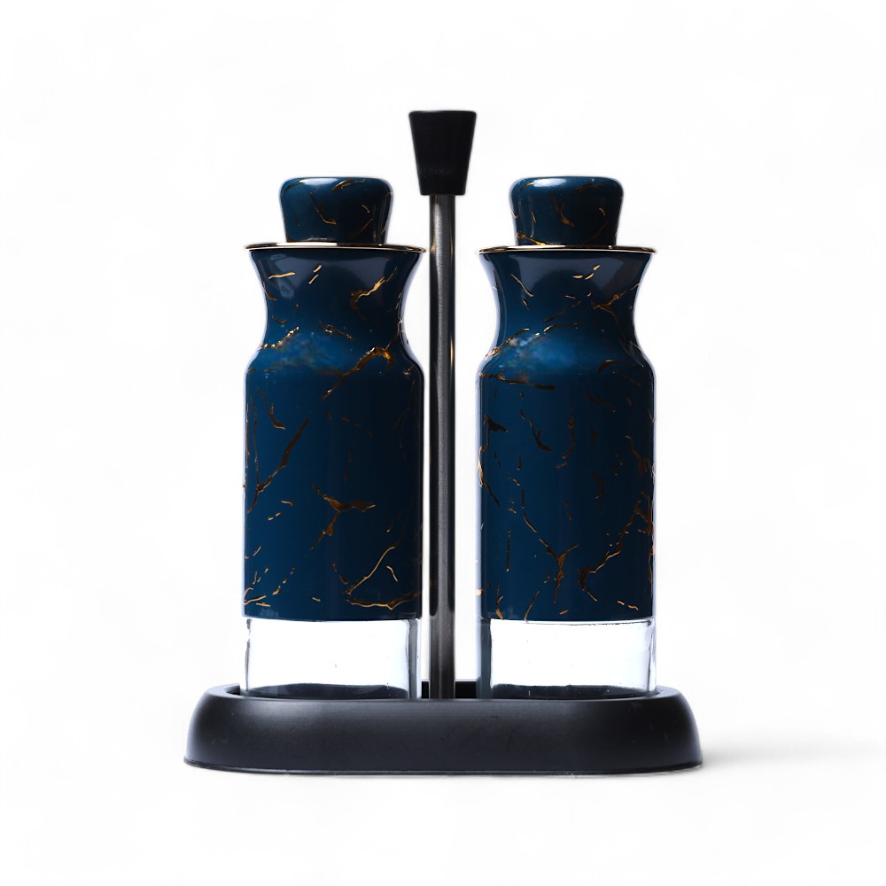 Ёмкость для масло стеклянная 2 pcs Мраморный SV-56-93 Синий