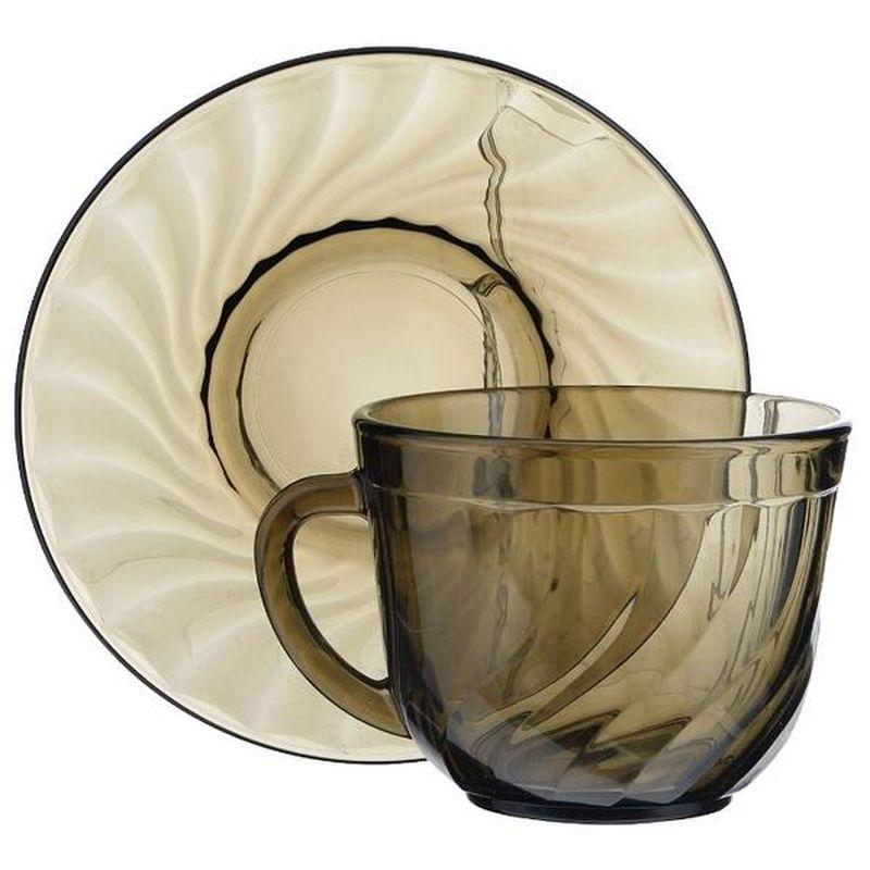 Чашка с блюдцем LUMINARC "Океан" дымчатая 6шт H9147