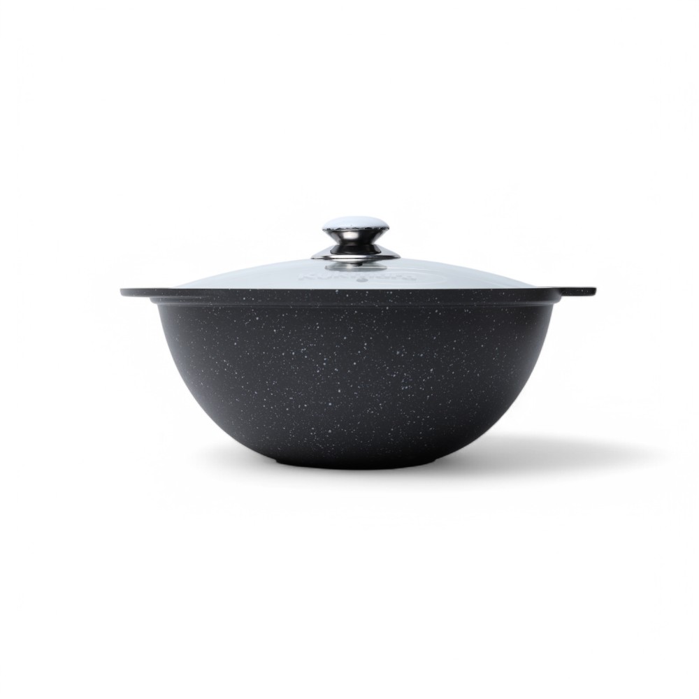 Казан для плова 4,5л со стеклянной крышкой, АП (темный мрамор) кмт47а