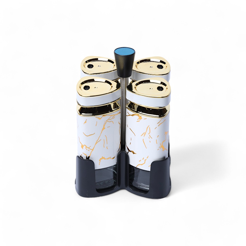 Набор банок стеклянный 4 pcs L1008DGJ Мраморный DB-95-11 Белый