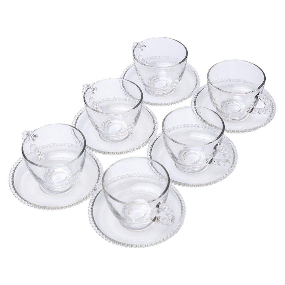 Чашка с бдюдцем стеклянная 12 pcs DB-94-10