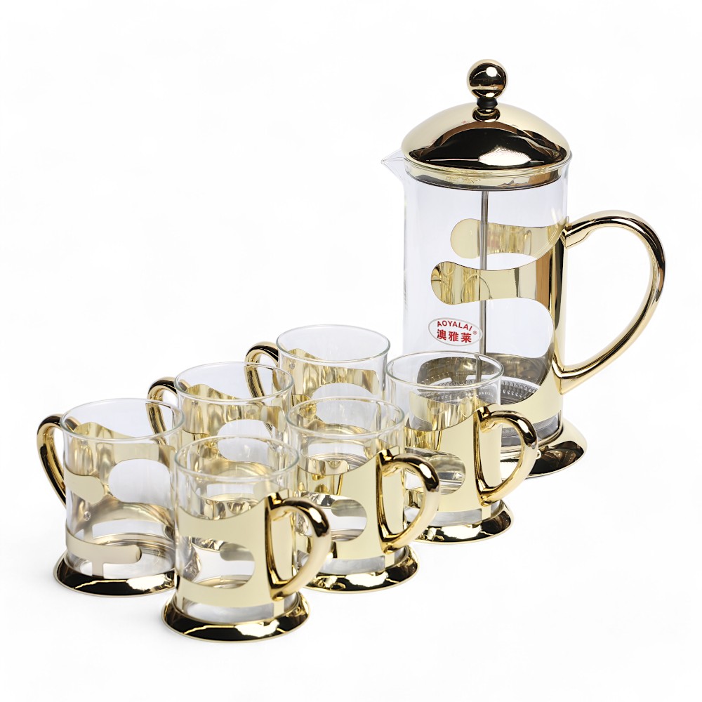 Чайник набор Френч пресс AOYALAI LV-G11 Золотой