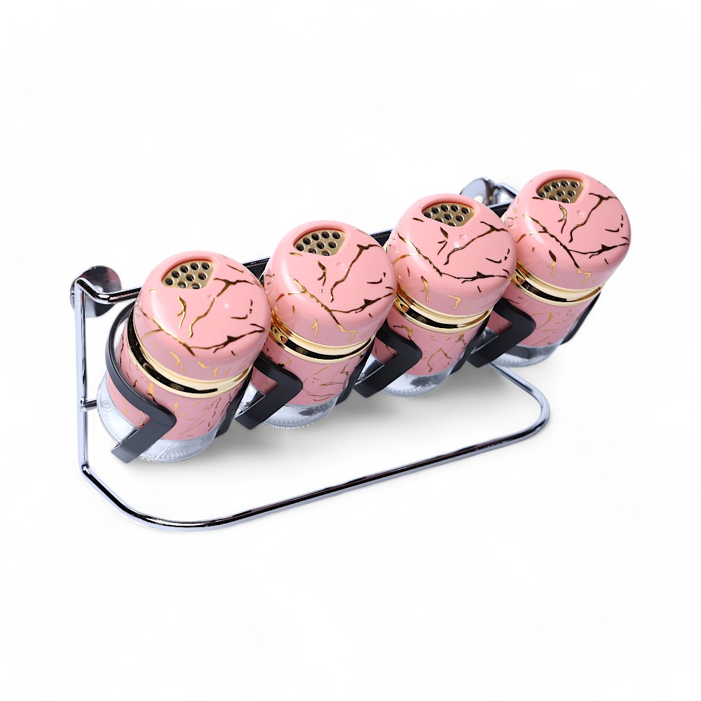 Набор банок стеклянный 4 pcs Z1021DFJ Мраморный DB-95-17 Розовый