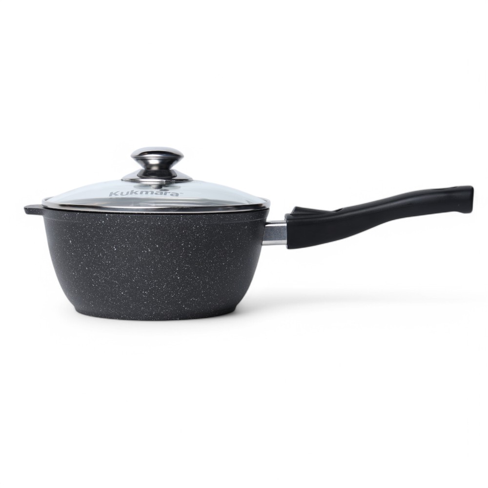 Ковш 2,2л со съемной ручкой, стекл. крышкой, АП (темный мрамор) кмт0225а