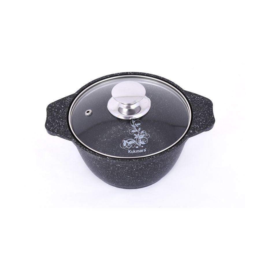 Кастрюля 1л со стек.крышкой АП (темный-мрамор) кмт12а
