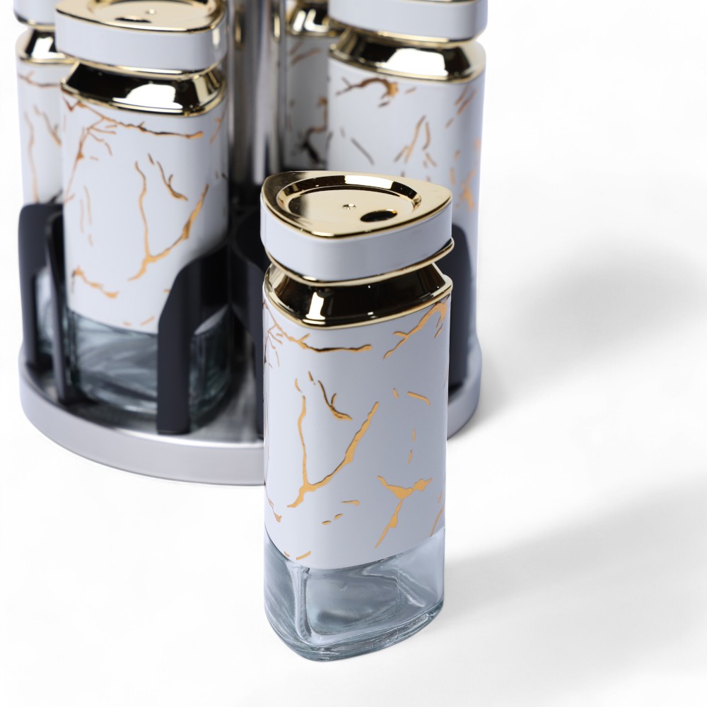 Набор банок стеклянный 6 pcs L1025DBJ Мраморный DB-95-10 Серый