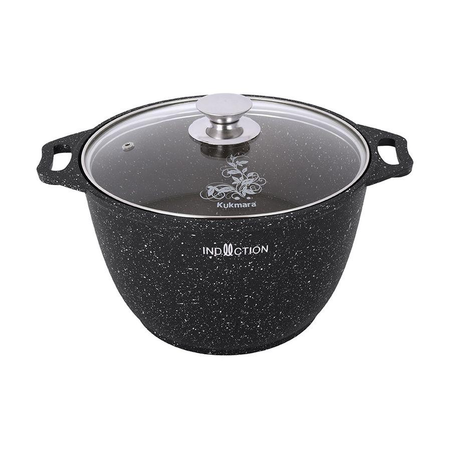 Кастрюля 4л со стекл. крышкой АП, (темный мрамор), линия "Marble Induction" кмти42а